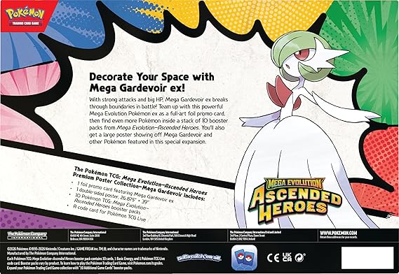 POKÉMON TCG: MEGA EVOLUTION—ASCENDED HEROES - PREMIUM POSTER COLLECTION—MEGA GARDEVOIR, 10 PIEZAS GRADO B