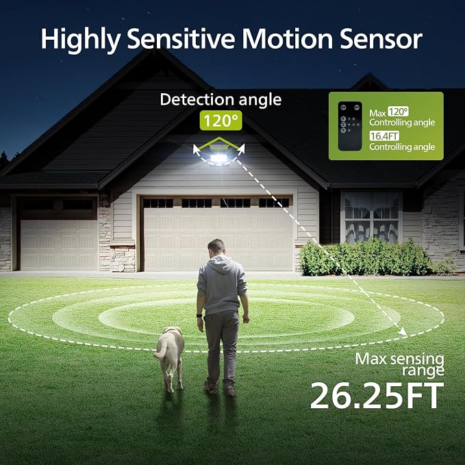 PHILIPS SOLAR SECURITY LIGHT OUTDOOR LED 6500K, SOLAR-POWERED FLOOD LIGHT W/PIR MOTION SENSOR, REMOTE CONTROL W/16FT CABLE, IP65 WATERPROOF, 3 MODES (2)   |  GRADO A