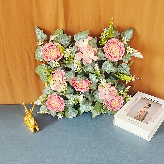 FLOR DE PARED 40X60CM BASE VERDE ROSAS ROSAS 4 PIEZAS GRADO A