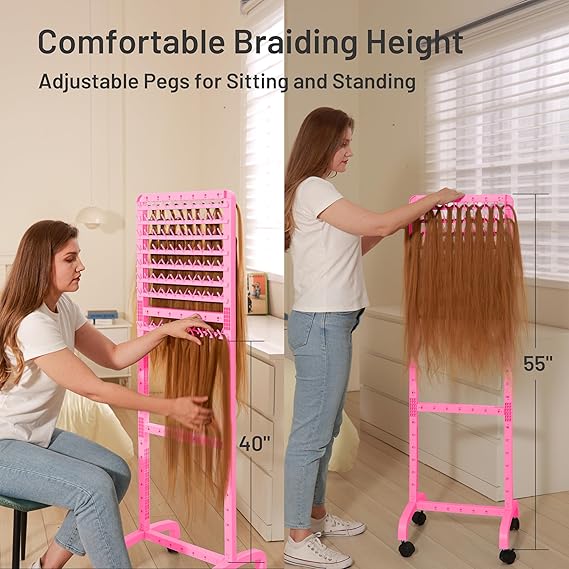 2 SIDED ADJUSTABLE BRAIDING RACK, 160 PEGS WITH WHEELS GRADO B