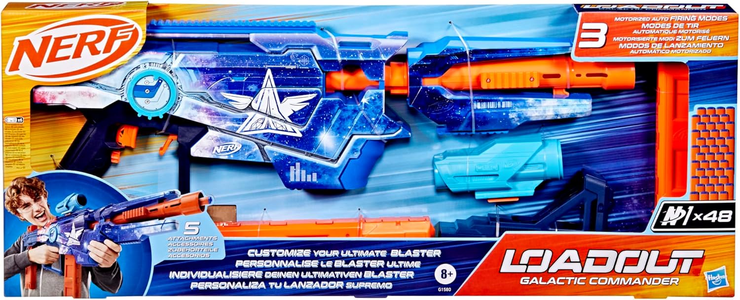 LANZADOR NERF LOADOUT GALACTIC COMMANDER CON DARDOS AZUL GRADO B