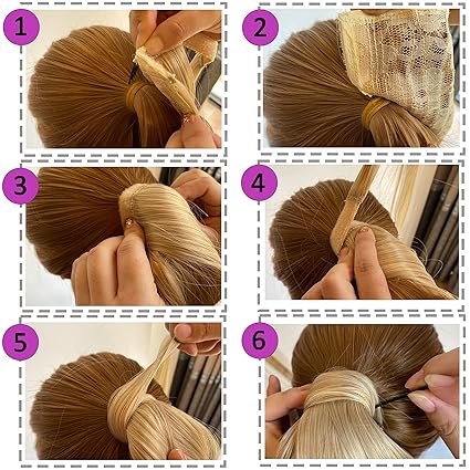 Lote de 12 Pelucas Extensión de Cola de Caballo Premium – Fibra Sintética COLORES VAREADOS