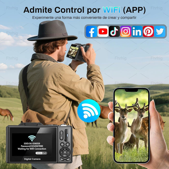 Cámara Digital 5K Ultra HD 75MP | El Kit Definitivo para Vlogging y Fotografía GRADO A.