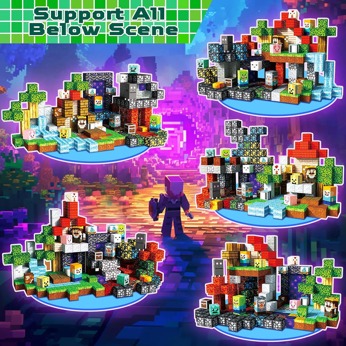 JUEGO BLOQUES PARA ARMAR MAGNÉTICOS MINECRAFT 2,5 CM REGALO 300 PIEZAS, TEMA DEL JUGUETE BOSQUE INFERNAL, JUGUETES SENSORIALES MONTESSORI, EL REGALO PERFECTO PARA LOS NIÑOS EN ESTAS FIESTAS. 6 GRADO B