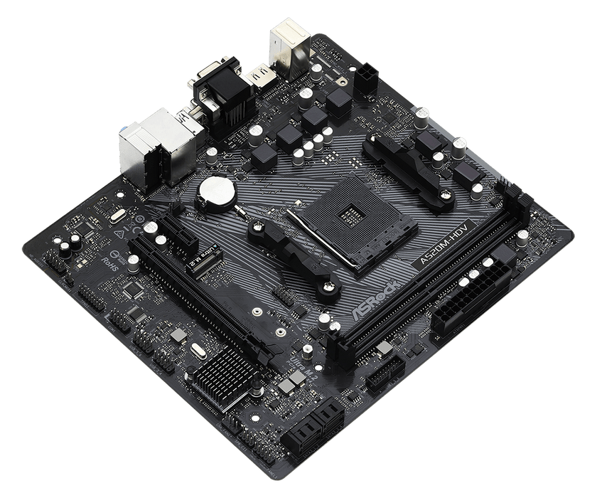 Placa Madre Asrock A520m-hdv Color Negro