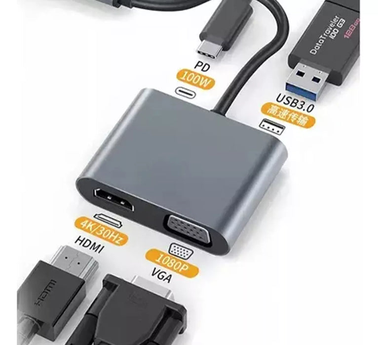 adaptador usb c a hdmi vga 4 en 1 para macbook/air pro/ipad GRADO B