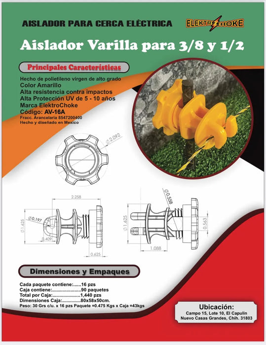 Aislador Varilla Cercos Electricos GRADO B