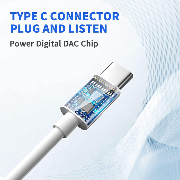 audãfonos alambricos in-ear audifonos tipo c para samsung/huawei/xiaomi on tipo-c blanco jeeyee GRADO B