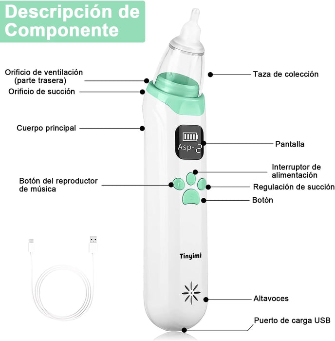 Savefree Aspirador Nasal Eléctrico Para Bebés Para Succionar Mocos Con Modo Música Blanco GRADO B