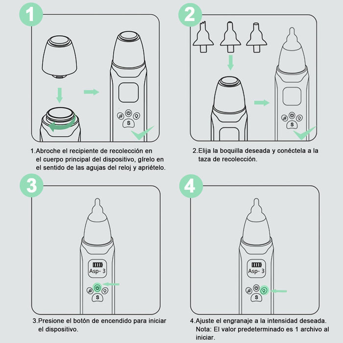 Savefree Aspirador Nasal Eléctrico Para Bebés Para Succionar Mocos Con Modo Música Blanco GRADO B