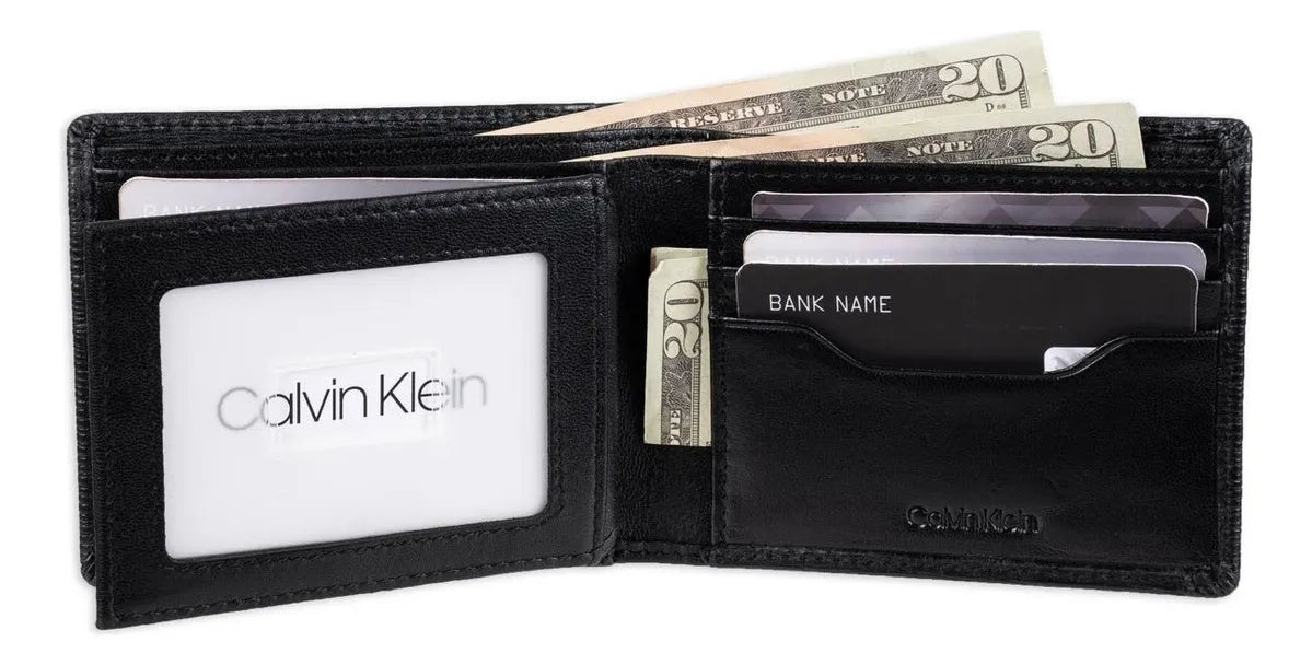 billetera calvin klein 31ck130003 color negro - 9cm 6109 GRADO B