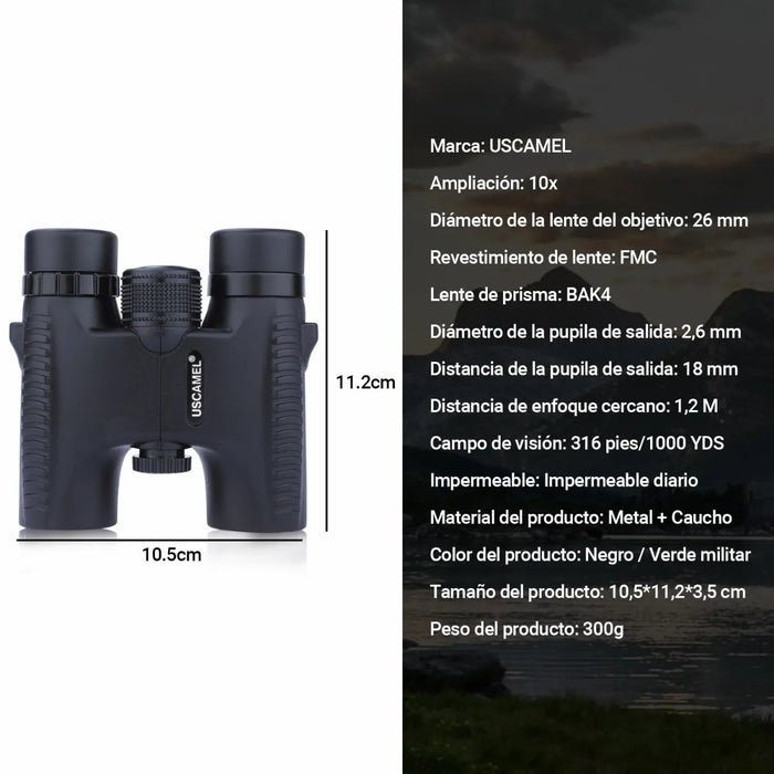 BINOCULARES USCAMEL 10X26 PORTÃTILES HD TELESCOPIO GRADO B