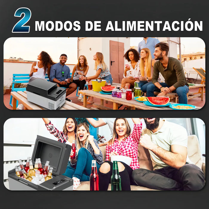 REFRIGERADOR PORTATIL WELLKERA 22L NEGRO PARA AUTO Y HOGAR CON CONGELADOR -20° C GRADO B