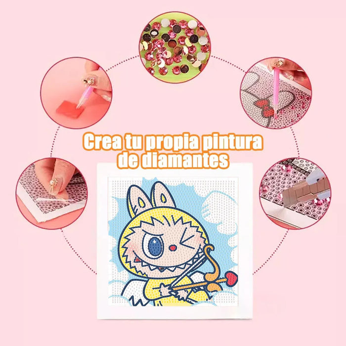 Cuadro De Pintura De Diamantes 30*30cm 5d Para Casa, 2 Piezas Labubu Regalos Para NiÃ±os Aplicar, Diamante, Tira De Cera Bonito Set De Pintura Con Diamantes GRADO B