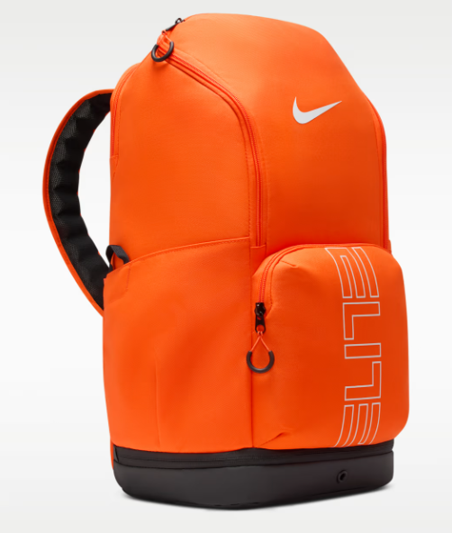 NIKE VARSITY ELITE MOCHILA NARANJA COLOR NARANJA SEGURIDAD/NEGRO/GRIS LOBO LISO  |  GRADO A