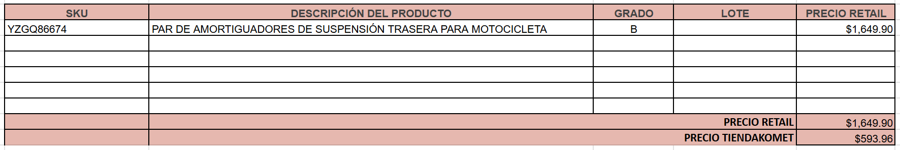 PAR DE AMORTIGUADORES DE SUSPENSIÓN TRASERA PARA MOTOCICLETA
