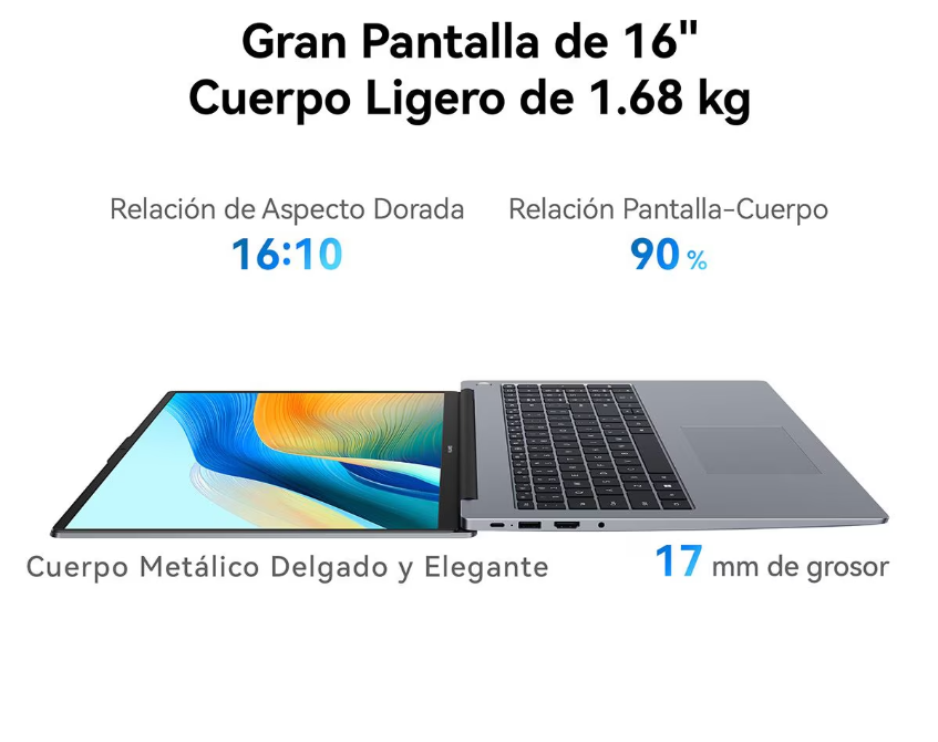 Notebook Huawei Matebook D16 16  Color Gris 16gb De Ram 1 Tb Intel Core I5 13420h