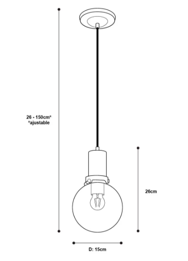 Lámpara colgante Acabado BRONCE 1 Luz 40W E27