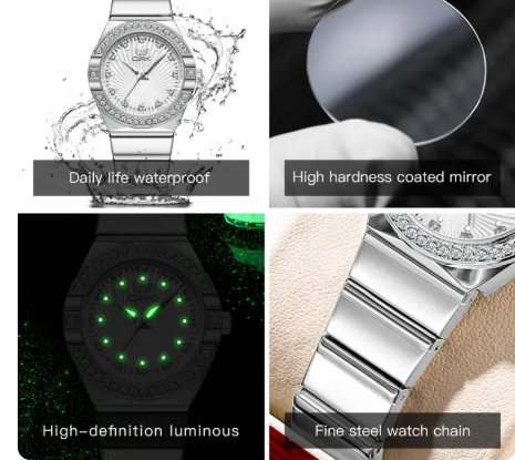 RELOJ DE MUJER OPK CON DIAMANTE ELEGANTE IMPERMEABLE CUARZO GRADO A