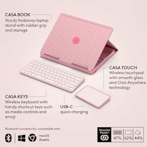 KIT DE ESCRITORIO PLEGABLE LOGITECH CASA WORK GRADO A