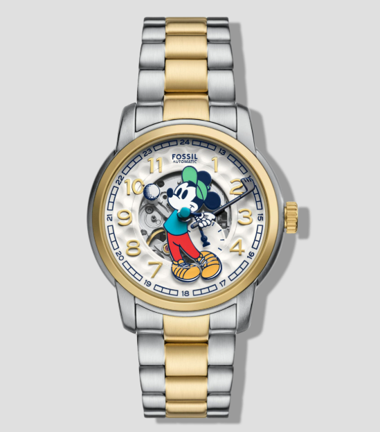 RELOJ DE GOLF DISNEY MICKEY MOUSE LE1193 UNISEX FOSSIL DORADO/PLATEADO DORADO BLANCO       GRADO B
