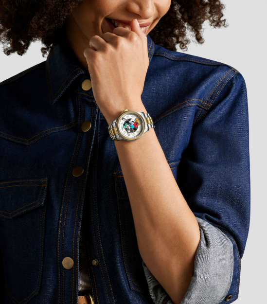 RELOJ DE GOLF DISNEY MICKEY MOUSE LE1193 UNISEX FOSSIL DORADO/PLATEADO DORADO BLANCO       GRADO B