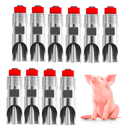 10Pcs Bebedero Chupón para Cerdo, Bebedero de Pezón de Acero Inoxidable, Riego Automático de Cerdo con Filtro para Cerdos, Alimentador ,Automático de Agua Waterer Feeder, Adecuado para Cerdos, Ovejas GRADO B