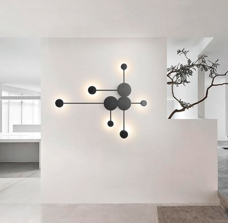 Nórdico Lámpara Pared Pared Art Apliques Aplique Minimalista 6 Cabezas Creatividad Apliques de Pared de Metal Lineales Modernos for Dormitorio Lado de la Cama Pasillo de Lectura Sala de Estar Escaler GRADO B - TiendaKomet México