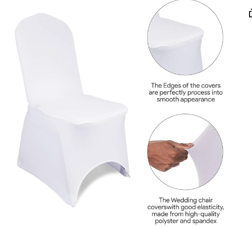 FUNDA ELÃ¡STICA PARA SILLAS, IDEAL PARA BODAS, BLANCO 10 UDS. GRADO B
