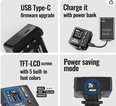 DISPARADOR FLASH TTL 2.4G, BATERÍA DE LITIO INCORPORADA, PANTALLA TÁCTIL OLED, FUNCIÓN DE CONVERSIÓN TCM 3