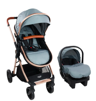 Carriola Travel System Con Base Lifestyle By Infanti Ventura Color Gris Chasis Dorado GRADO B