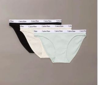 3 PACK BIKINI 100% ALGODÃ³N CALVIN KLEIN PARA MUJER BLACK/SNOW/SKY GRAY LISO L GRADO B