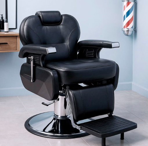 SILLON BARBERO HIDRÁULICO PELUQUERÍA GADNIC RETRO SBARB01N NEGRO RECLINABLE REDONDA GRADO B