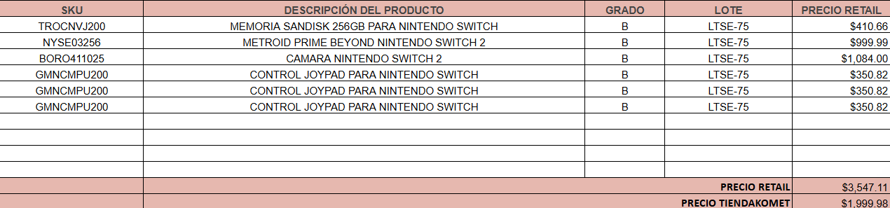 Lote de Accesorios y Juegos para Nintendo Switch y Nintendo Switch 2 - GRADO B