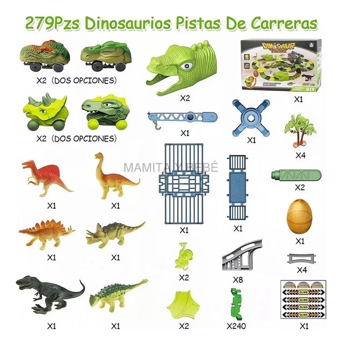279 PZS JUGUETES DE DINOSAURIO PISTA PARA NIÑOS CON 4 COCHES 2 GRADO B