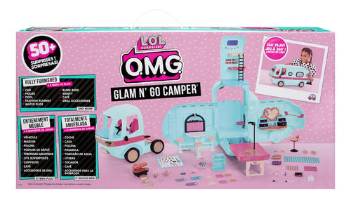 glamper l.o.l. surprise! glam n' go camper set de juego 4-en-1 con auto, casa, pasarela y piscina, mÃ¡s de 50 sorprendentes accesorios, y funciÃ³n de juego 360Â° con zona de agua para diversiÃ³n completa