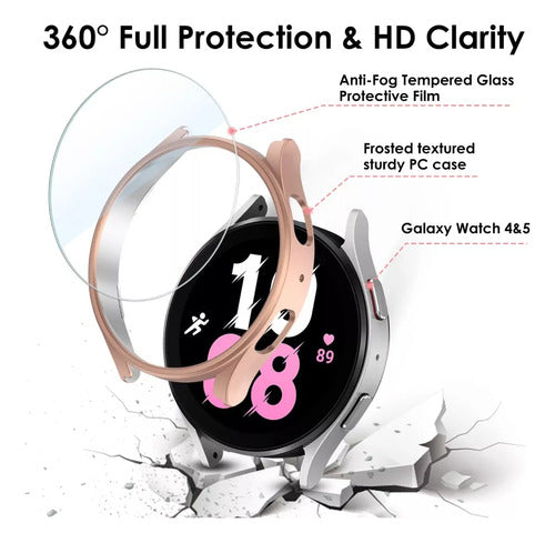 5 FUNDA + 5 MICA PARA SAMSUNG GALAXY WATCH 4 5 40MM 44MM