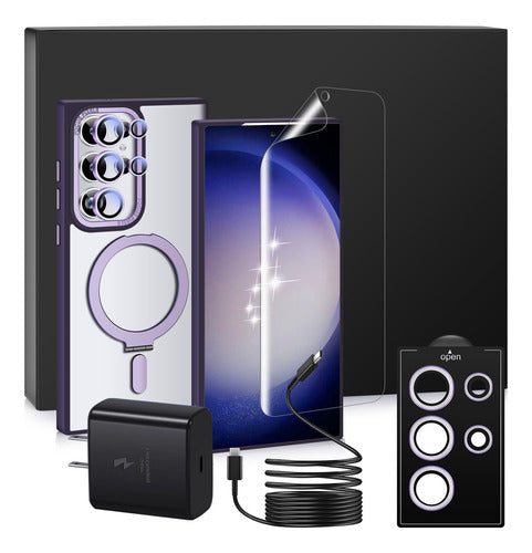 5 KIT FUNDA PARA SAMSUNG MAGNETICO S24 ULTRA CARGADOR 45W