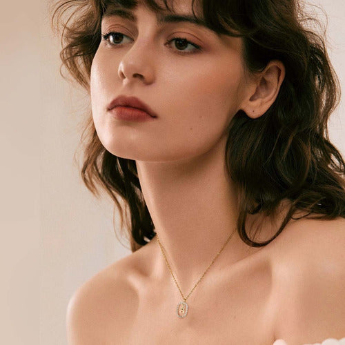 COLLARES MUJER INICIAL LETRAS OVAL BAÃƒÂ±O ORO 18K ZIRCONIAS