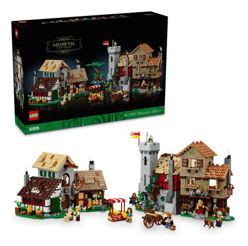 lego icons plaza mayor medieval 10332; set de construcción para adultos; idea de regalo; incluye 8 minifiguras GRADO B