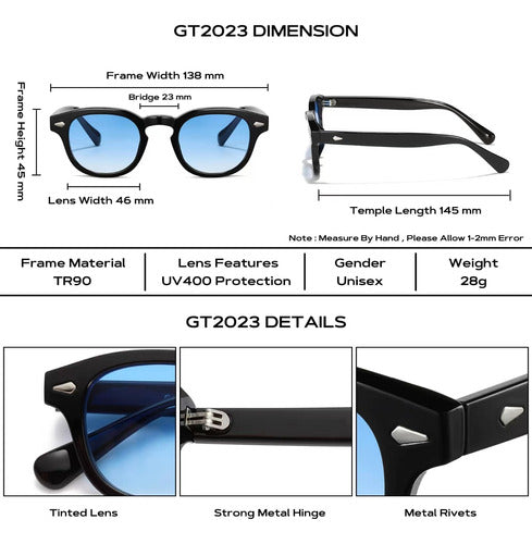 Gafas De Sol Johnny Depp Redondas Vintage ProtecciOn Uv400