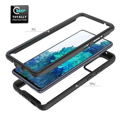 FUNDA SILICONA 2 EN 1 SAMSUNG A71 4G TRANSPARENTE BORDE EN NEGRO
