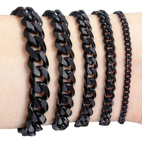 pulsera esclava con eslaban de acero negro estlo cubano 1