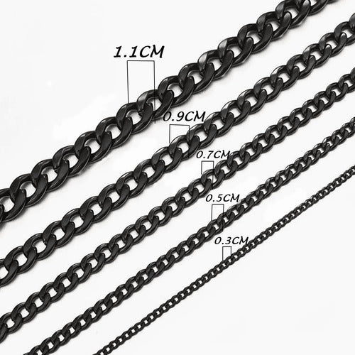 pulsera esclava con eslaban de acero negro estlo cubano 1