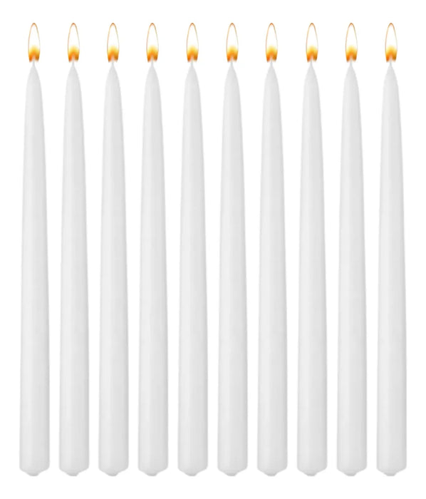 10 velas largas blancas 35cm para candelabro o candil aluzza GRADO B
