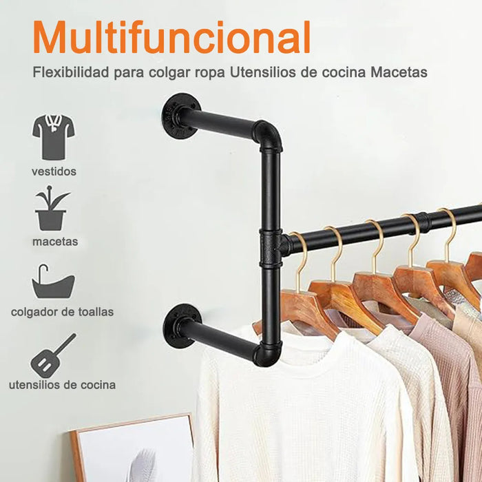 117cm Perchero De Pared Estante De Metal Para Ropa Multiusos Grado B