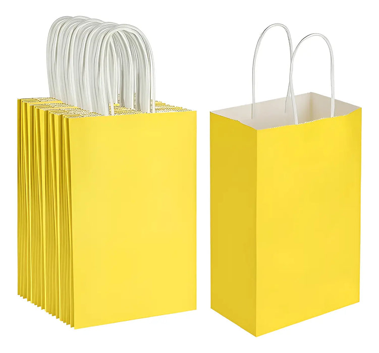 300 BOLSAS PAPEL KRAFT ECOLÓGICAS DECORATIVA BOLSAS DE DULCES AMARILLO 300PZS   |  GRADO B