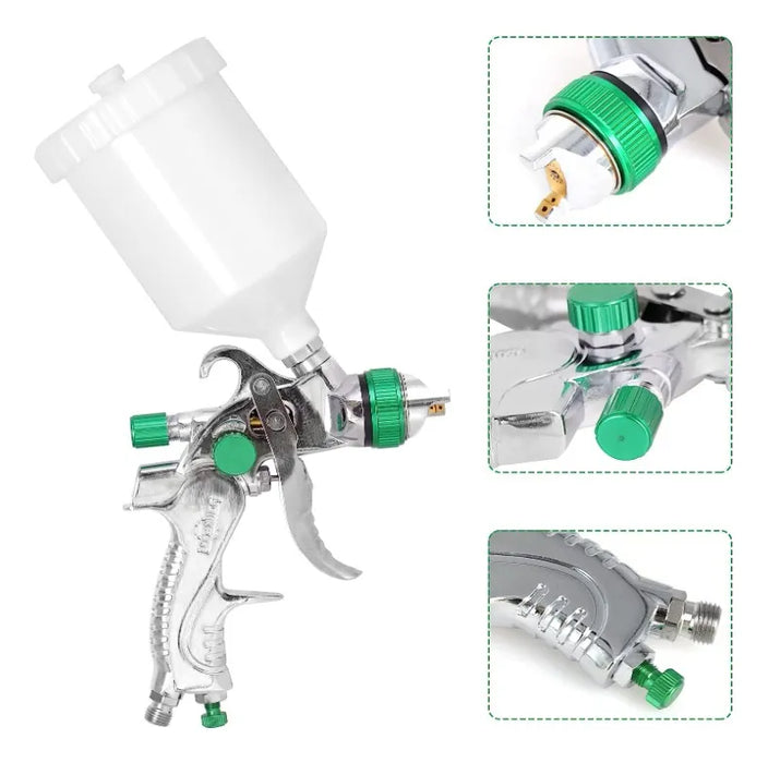 PISTOLA PARA PINTAR DE GRAVEDAD HVLP 600CC CON 3 BOQUILLAS GRADO B