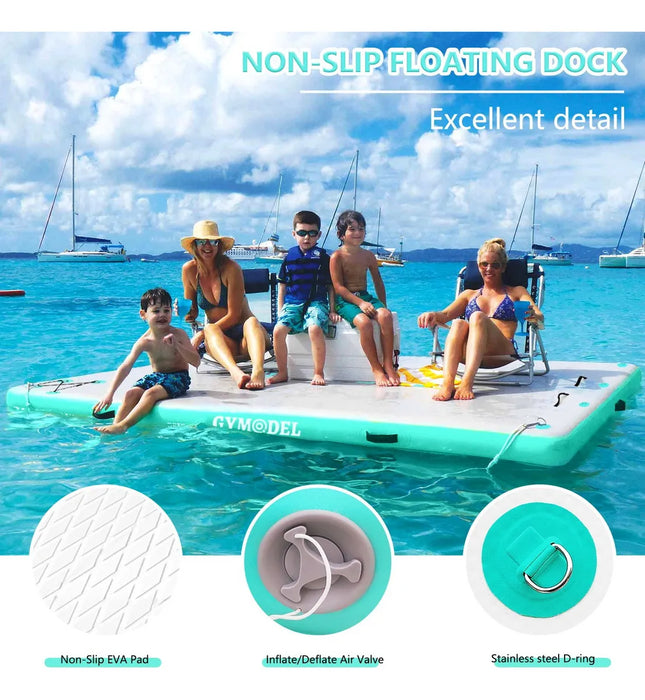 PLATAFORMA DE MUELLE FLOTANTE INFLABLE ANTIDESLIZANTE COLOR BLANCO GRADO B