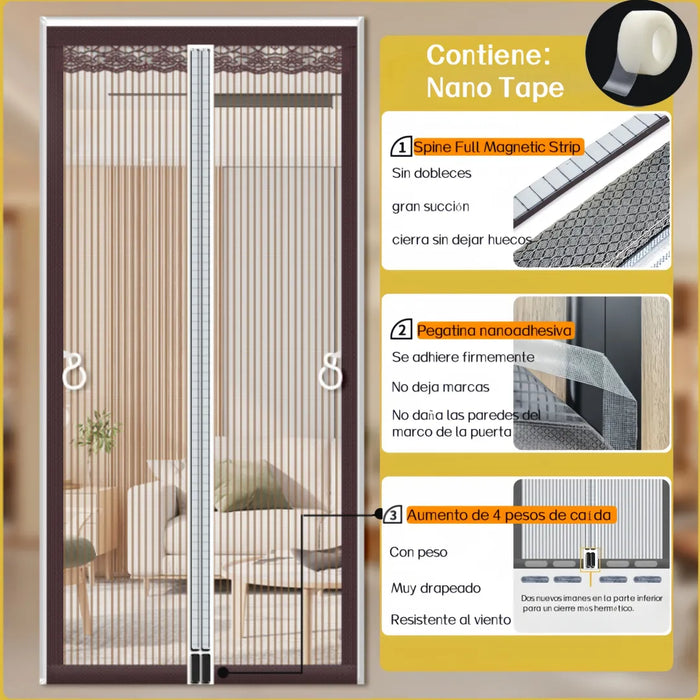 CORTINA MOSQUITERA MAGNETICA PARA PUERTA MALLA ANTIMOSQUITOS GRADO B